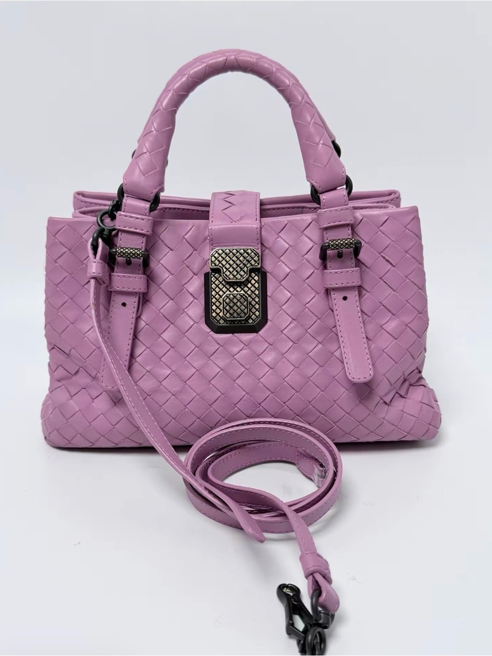 Bottega Veneta Lavender Intrecciato Top-Handle Crossbody Bag